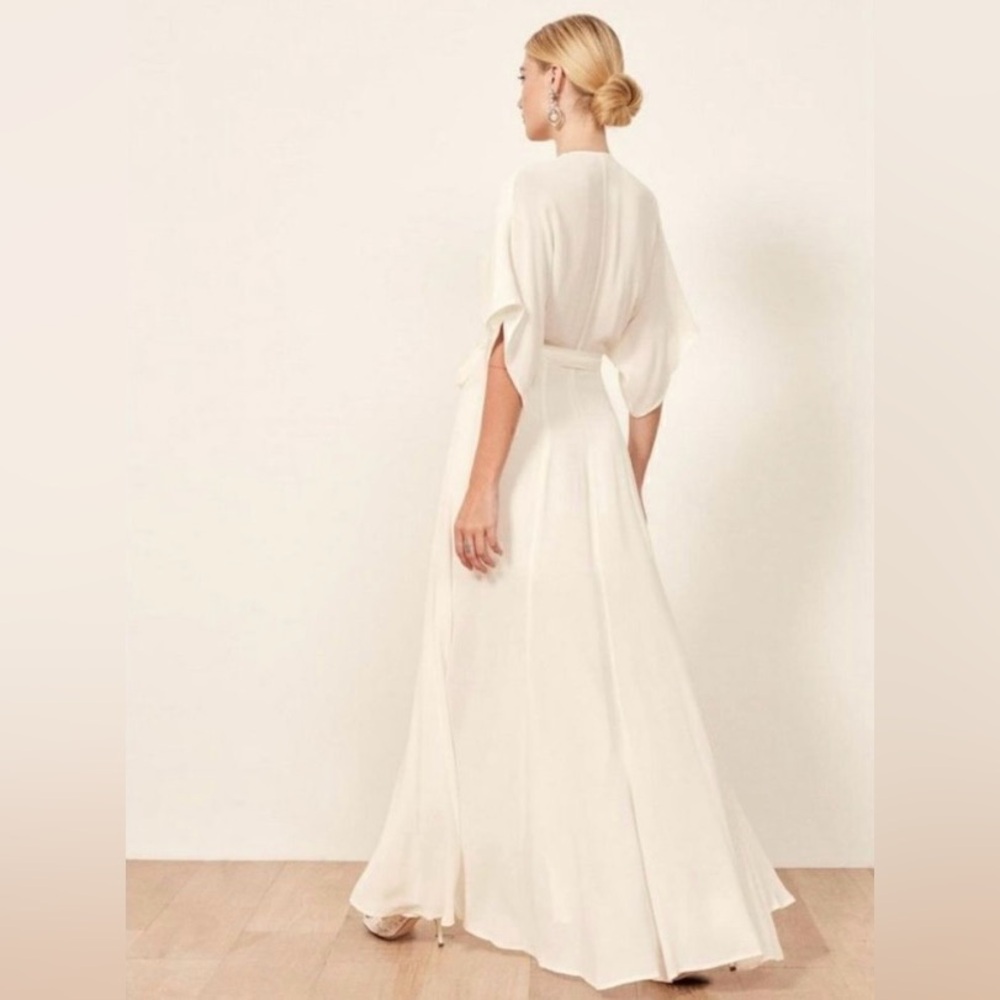 NWT Reformation Ivory White Winslow Wrap Maxi Bridal Wedding Dress size S - Picture 6 of 15